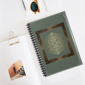 Art Deco Hexagon Spiral Notebook - Green and Gold Ruled Journal - Dipaliz - one Size - Paper Products