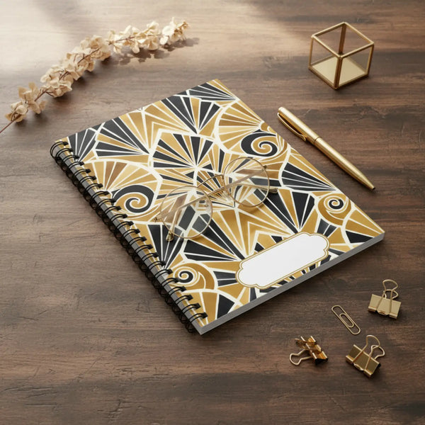 Art Deco Spiral Notebook – 6x8 Ruled Journal - Dipaliz - Journals