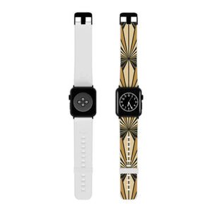 Art Deco Sunburst Apple Watch Band - Geometric Gold Strap - Dipaliz - 7.5’’ × 0.75’’ / 42 - 44 Mm / Black - Accessories