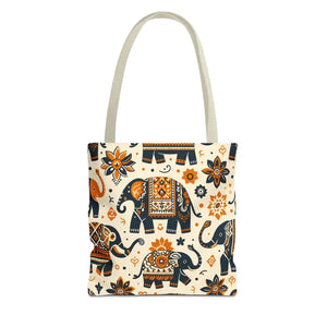 Bags - Artistic Elephants Tote Dye Sublimation Print - Dipaliz 13’’ × / Beige