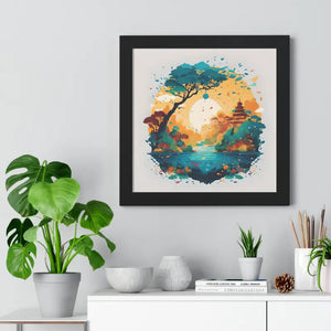 Mesmerizing Artistic Landscape Framed Vertical Poster by Dipaliz - 16″ x / Black - Visual Artwork