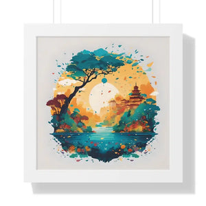 Mesmerizing Artistic Landscape Framed Vertical Poster by Dipaliz - 16″ x / White - Visual Artwork