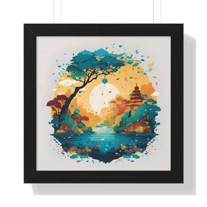 Mesmerizing Artistic Landscape Framed Vertical Poster by Dipaliz - Visual Artwork