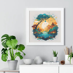 Mesmerizing Artistic Landscape Framed Vertical Poster by Dipaliz - Visual Artwork
