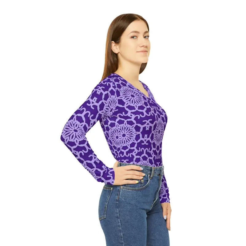 Rock on with our Purple Abstract Long Sleeve Tee - Shirts