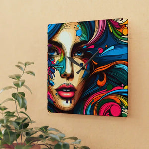 Acrylic Wall Clock Womans Face Artistic Splatter Design Dipaliz - Clocks