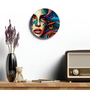 Acrylic Wall Clock Womans Face Artistic Splatter Design Dipaliz - Clocks