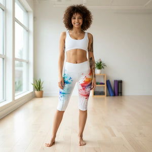 Artistic Tree Capri Leggings - Rainbow Watercolor - Dipaliz - s