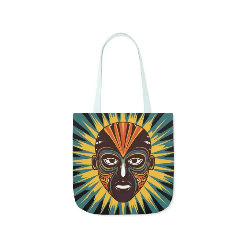 Artsy Canvas Tote Bag with African Tribal Mask Design - Bags