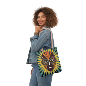 Canvas Tote Bag African Tribal Mask Cultural Heritage - Dipaliz - Shopping Totes