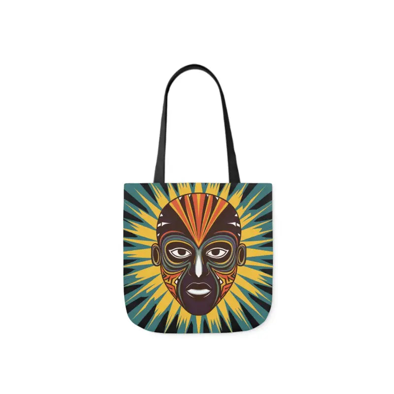 Artsy Canvas Tote Bag with African Tribal Mask Design - Bags