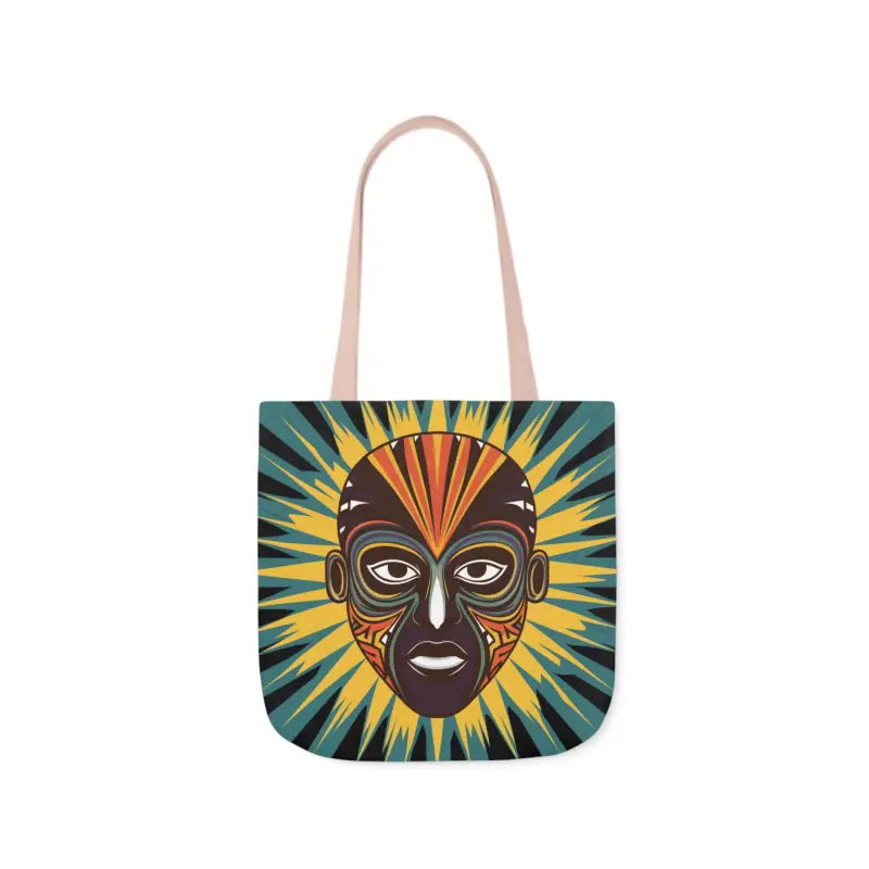 Artsy Canvas Tote Bag with African Tribal Mask Design - Bags