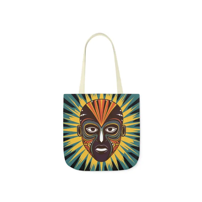 Artsy Canvas Tote Bag with African Tribal Mask Design - Bags