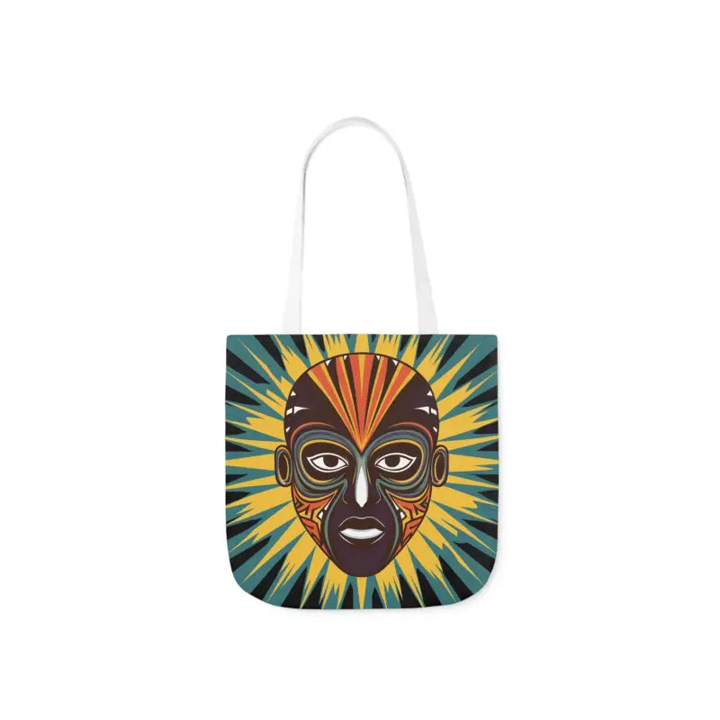 Artsy Canvas Tote Bag with African Tribal Mask Design - Bags