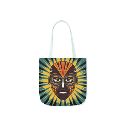 Artsy Canvas Tote Bag with African Tribal Mask Design - Bags