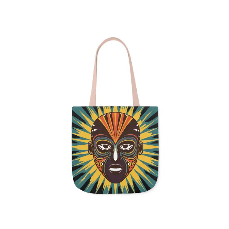 Artsy Canvas Tote Bag with African Tribal Mask Design - Bags