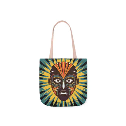 Artsy Canvas Tote Bag with African Tribal Mask Design - Bags