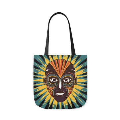 Artsy Canvas Tote Bag with African Tribal Mask Design - Bags