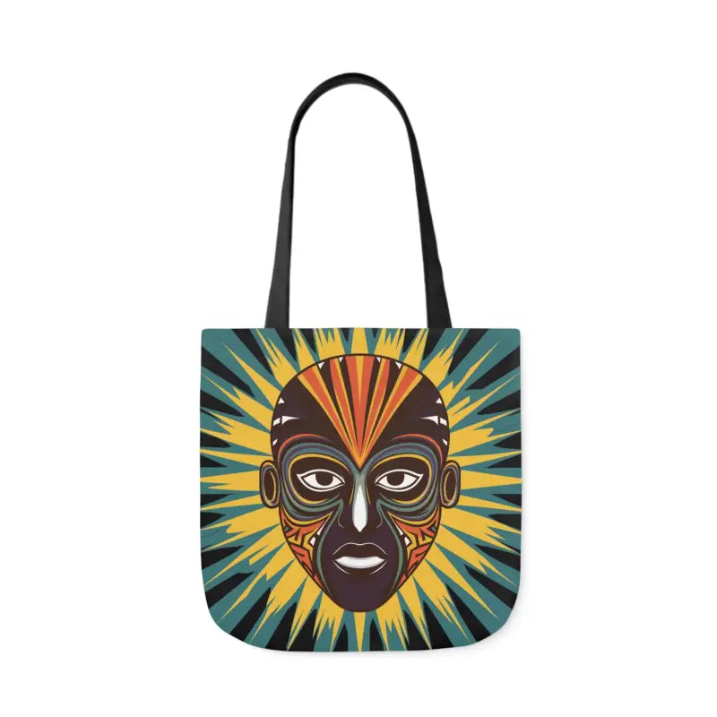 Artsy Canvas Tote Bag with African Tribal Mask Design - Bags