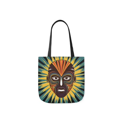 Artsy Canvas Tote Bag with African Tribal Mask Design - Bags