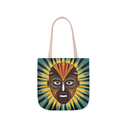 Artsy Canvas Tote Bag with African Tribal Mask Design - Bags