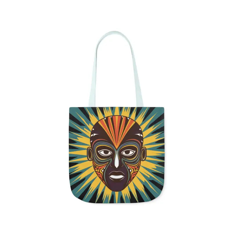 Artsy Canvas Tote Bag with African Tribal Mask Design - Bags