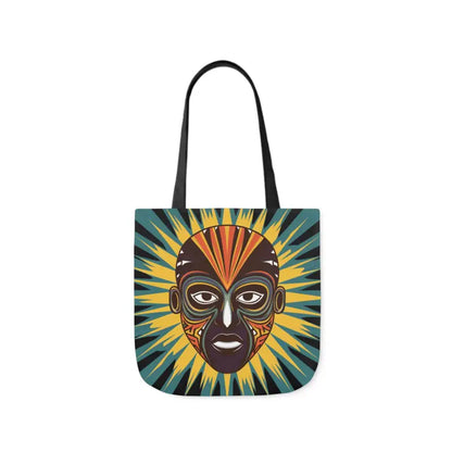 Artsy Canvas Tote Bag with African Tribal Mask Design - Bags