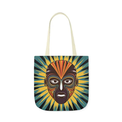 Artsy Canvas Tote Bag with African Tribal Mask Design - Bags