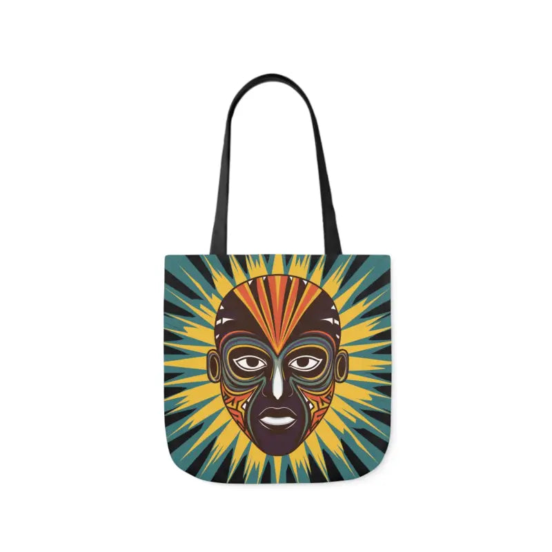 Artsy Canvas Tote Bag with African Tribal Mask Design - Bags