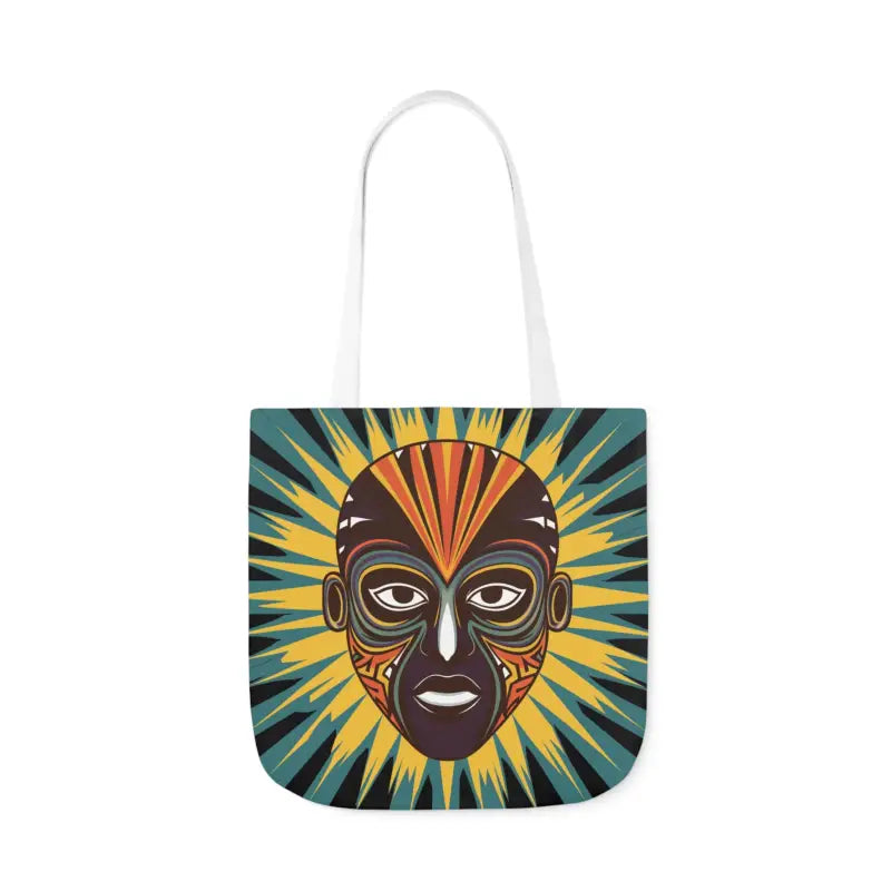 Artsy Canvas Tote Bag with African Tribal Mask Design - Bags