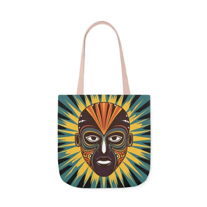 Artsy Canvas Tote Bag with African Tribal Mask Design - Bags