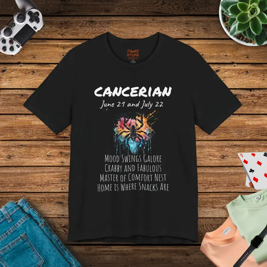 Cancer Zodiac Tee: Soft Jersey Short Sleeve for All - Black / s T-shirt