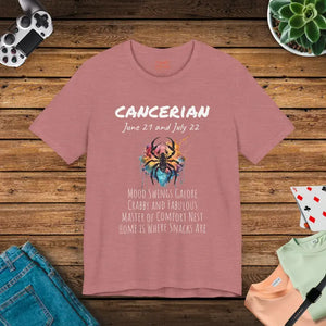 Cancer Zodiac Tee Jersey Short Sleeve Comfort Shirt - Dipaliz - Heather Mauve / s - T-shirts