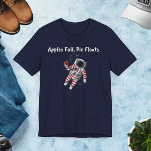 Astronaut with Red Apple Short Sleeves Tee Women’s Fashion Dipaliz - Navy / s - T-shirts