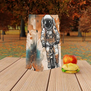 Astronaut on Bicycle Polyester Lunch Bag - Dipaliz - 11.75’’ × 7.25’’ 4.75’’ - Bags