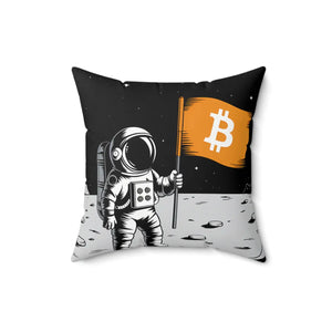 Astronaut Bitcoin Flag Spun Polyester Pillow - Dipaliz - Throw Pillows