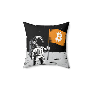 Astronaut Bitcoin Flag Spun Polyester Pillow - Dipaliz - Throw Pillows