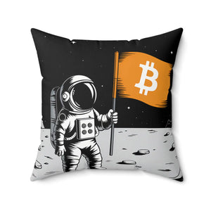 Astronaut Bitcoin Flag Spun Polyester Pillow - Dipaliz - Throw Pillows