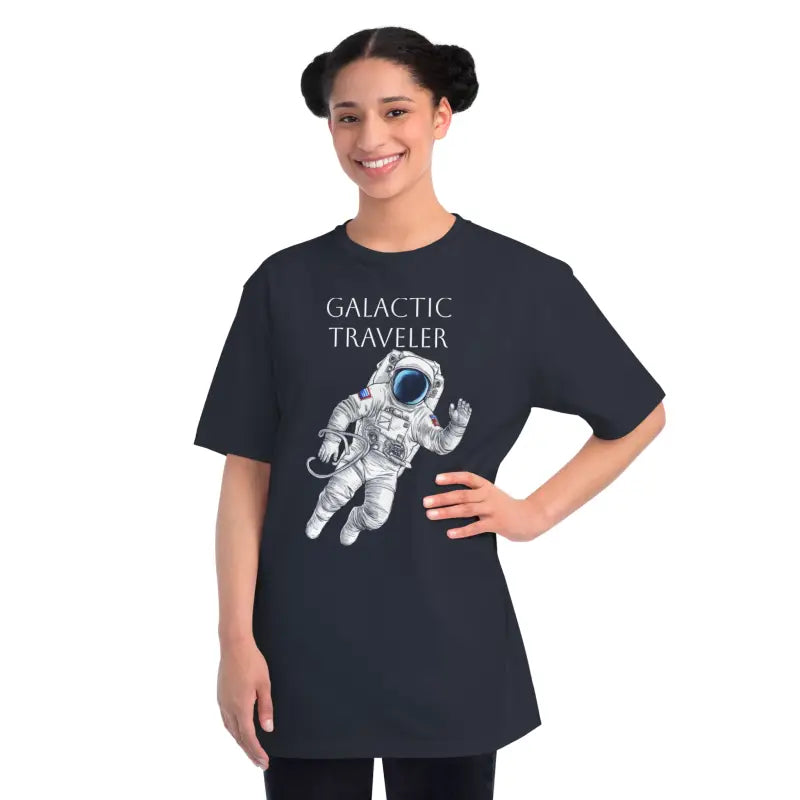 An Astronaut Floating in Space Galactic Traveler Organic Unisex Classic T-shirt - Pacific / s