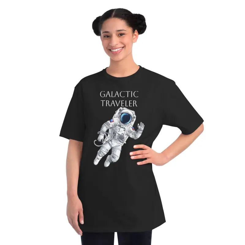 An Astronaut Floating in Space Galactic Traveler Organic Unisex Classic T-shirt - Black / s