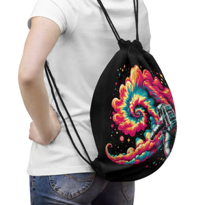Astronaut Outdoor Drawstring Bag Galaxy Print Polyester - Dipaliz - Backpacks