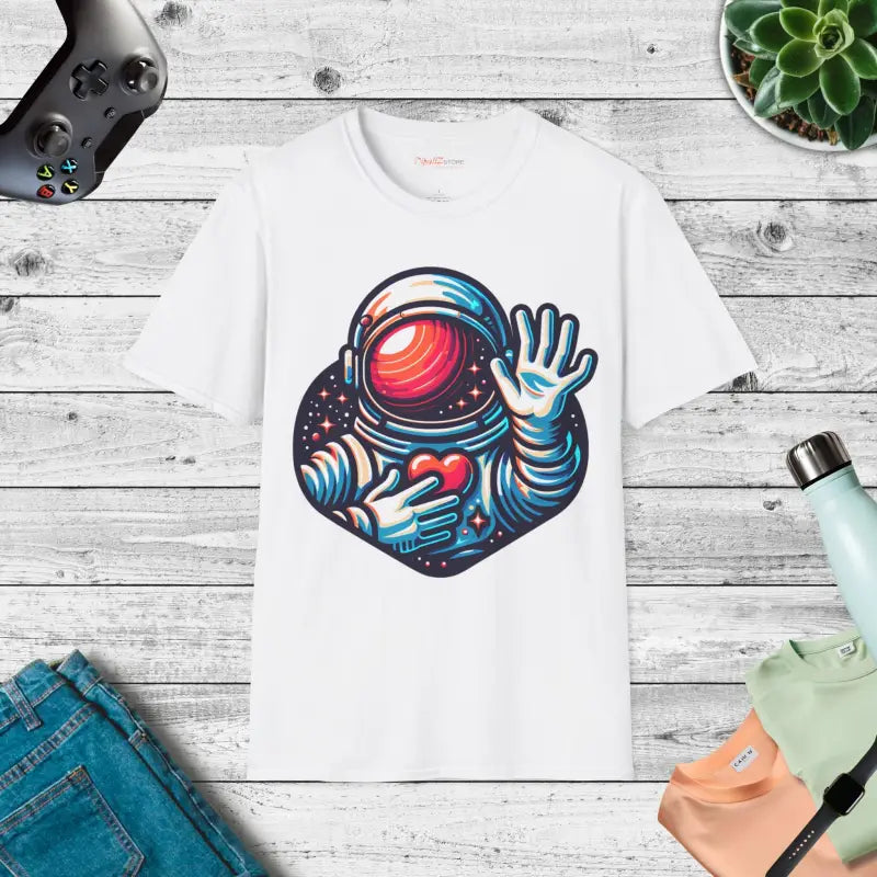 Explore Comfort: Astronaut Softstyle Tee - White / s T-shirt