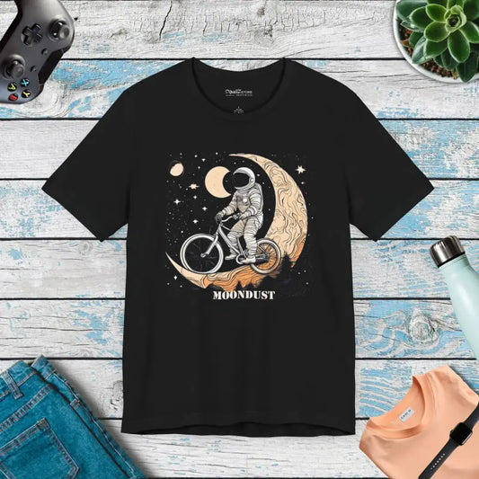 Moon Biking Astronaut Unisex Jersey Short Sleeve Tee - Black / s T-shirt