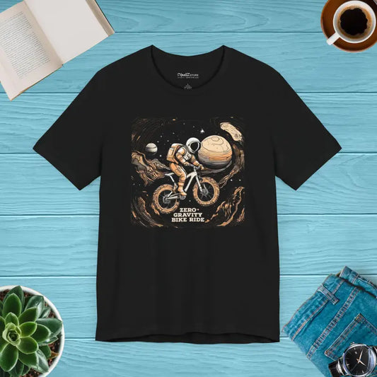 Moon-biking Astronaut Unisex Jersey Short Sleeve Tee - Black / s T-shirt