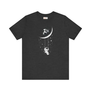 Astronaut Moon Swing T-shirt - Cosmic Crescent Tee - Dipaliz - Dark Grey Heather / s - T-shirts