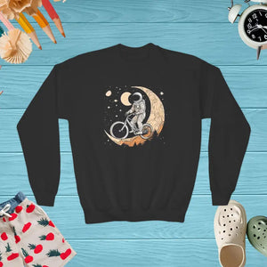 Kids Clothes - Youth Crewneck Sweatshirt - Blast off Astronaut Explorer - Dipaliz Black / Xs