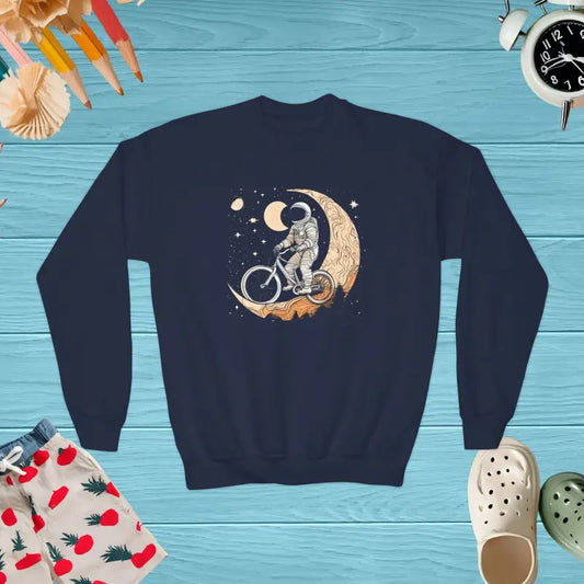 Blast off in Style Astronaut Youth Crewneck Sweatshirt - Navy / Xs Kids Clothes