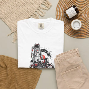 Astronaut on Motorcycle T-shirt, Space Rider Graphic Tee - T-shirts