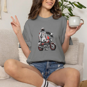 Astronaut on Motorcycle T-shirt, Space Rider Graphic Tee - T-shirts