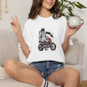 Astronaut on Motorcycle T-shirt, Space Rider Graphic Tee - T-shirts